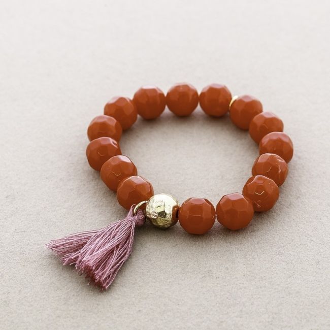 PULSERA ELÁSTICA CUENTAS RESINA FLECO