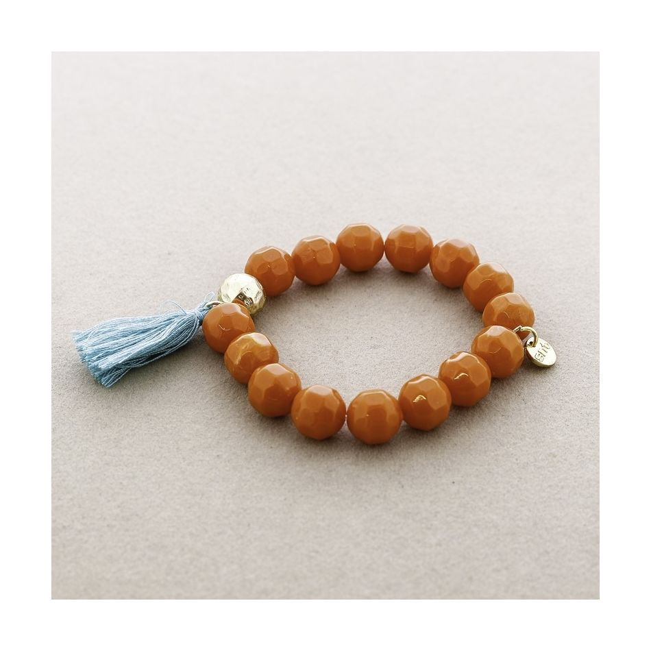 PULSERA ELÁSTICA CUENTAS RESINA FLECO