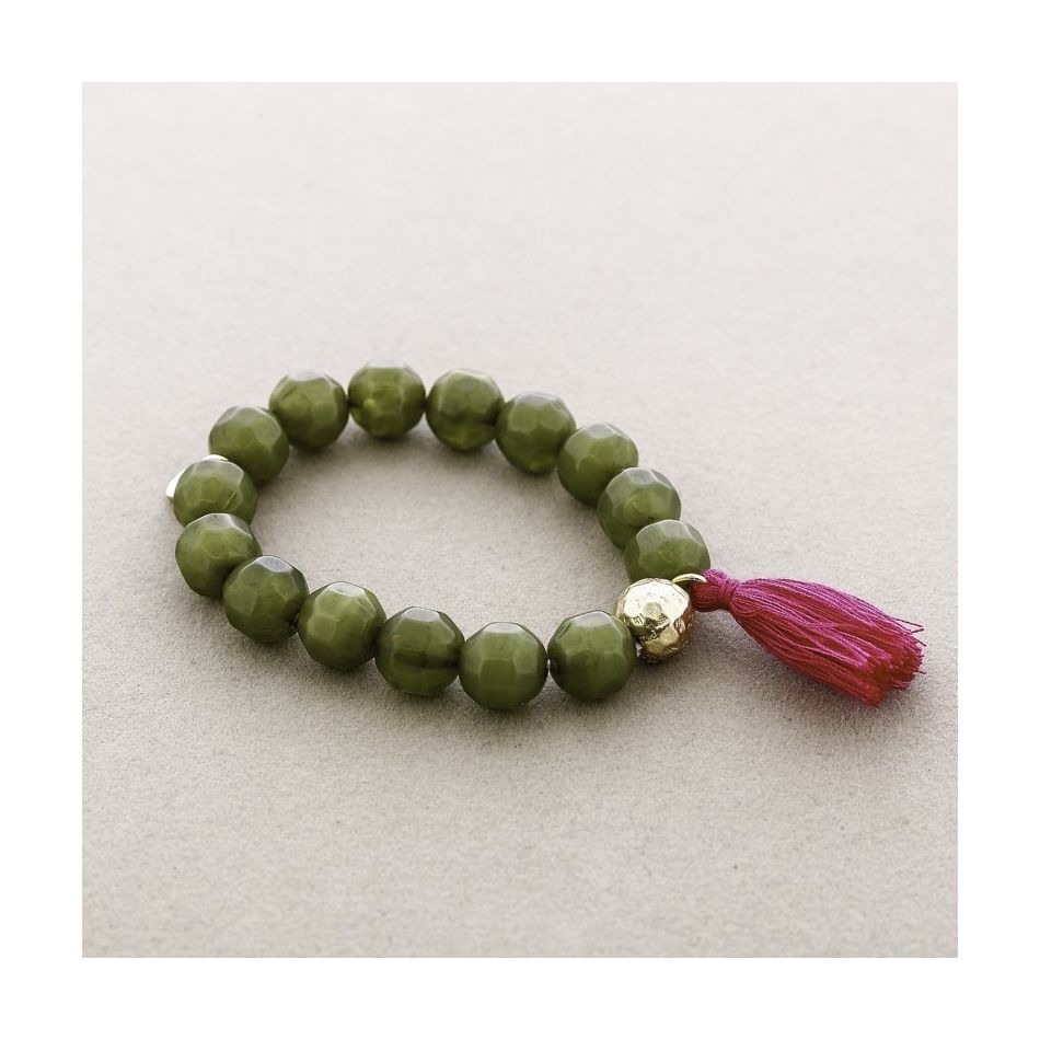PULSERA ELÁSTICA CUENTAS RESINA FLECO
