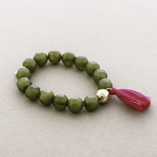 PULSERA ELÁSTICA CUENTAS RESINA FLECO