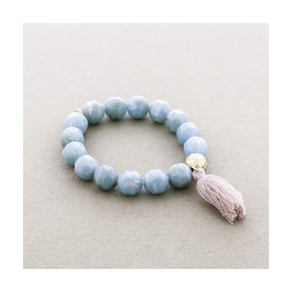 PULSERA ELÁSTICA CUENTAS RESINA FLECO