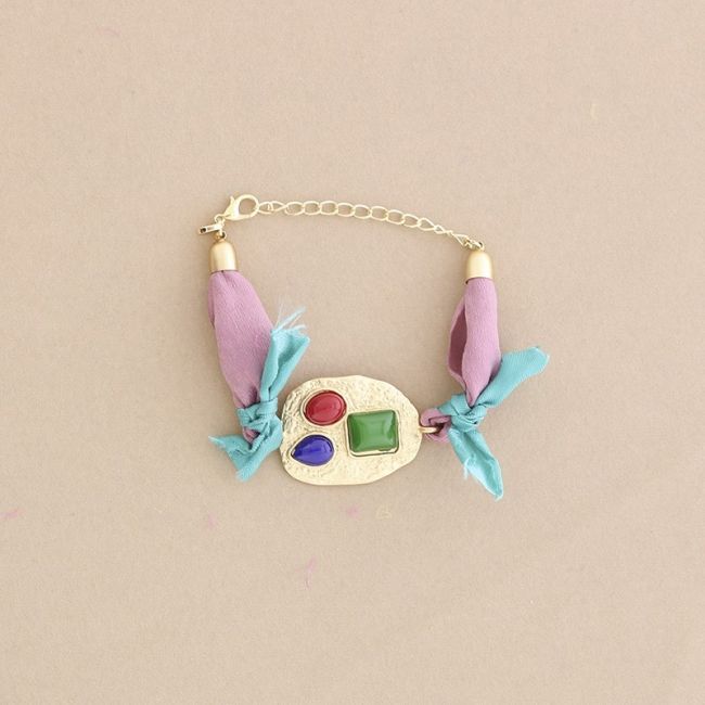 PULSERA  ÉTNICA TELA METAL RESINA