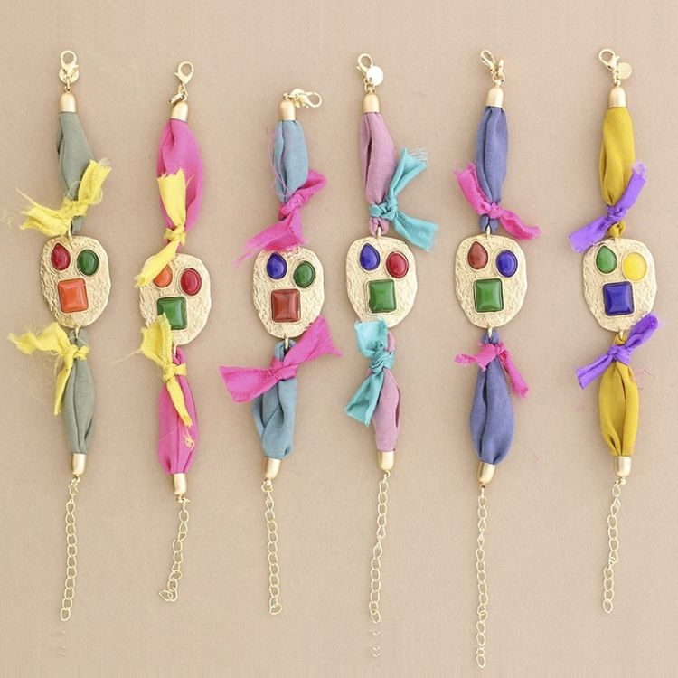 ETHNIC FABRIC METAL RESIN BRACELET 2