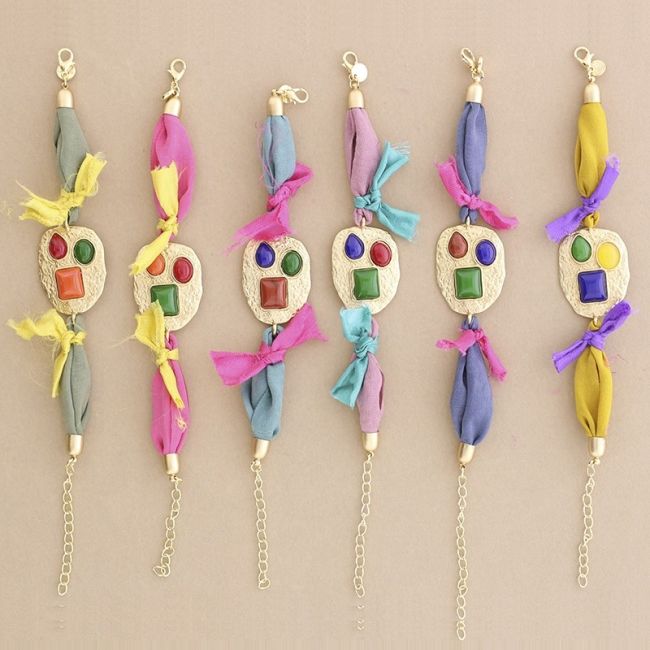 ETHNIC FABRIC METAL RESIN BRACELET