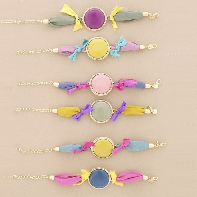 ETHNIC FABRIC METAL RESIN BRACELET