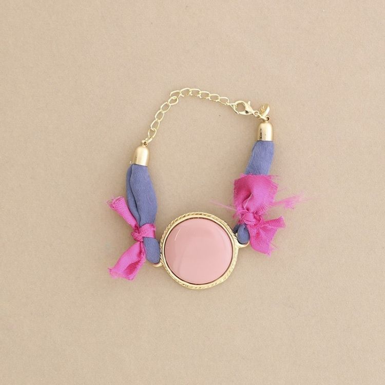 ETHNIC FABRIC METAL RESIN BRACELET