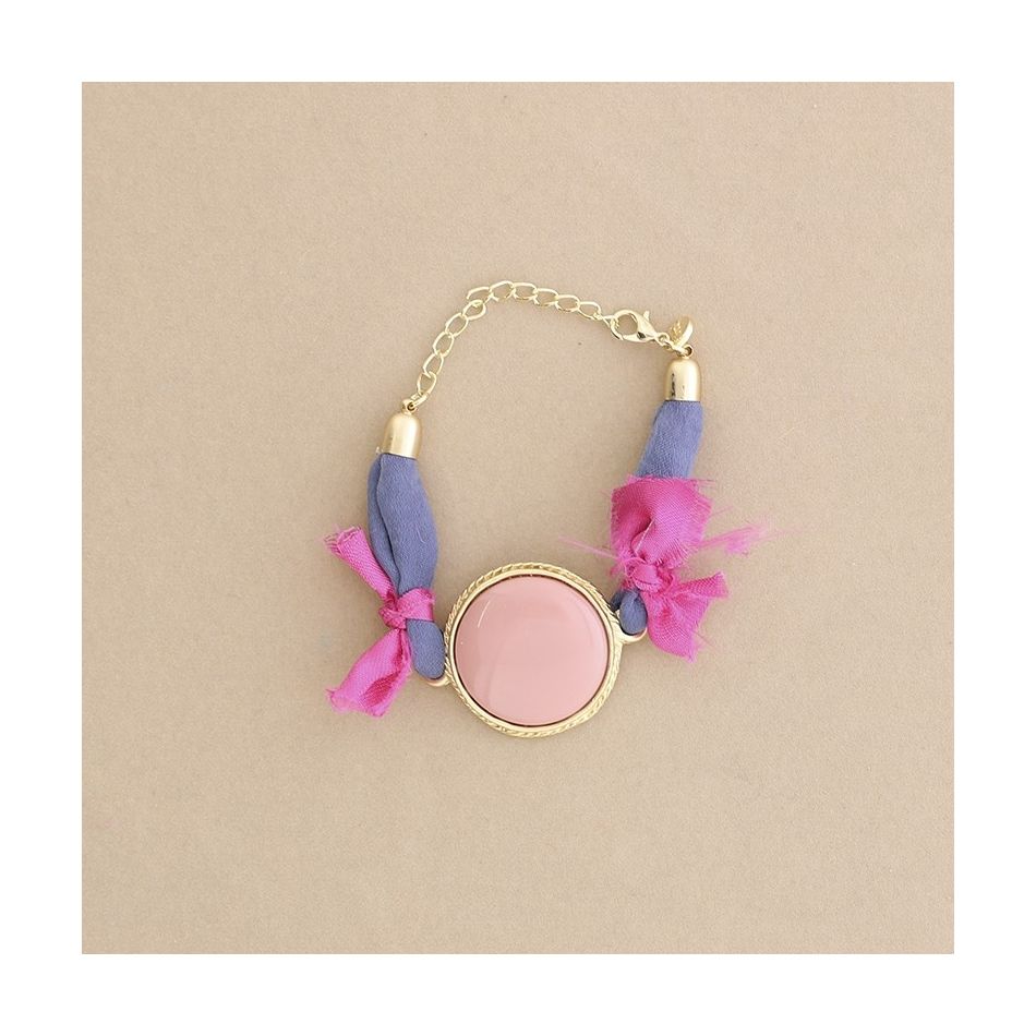 PULSERA  ÉTNICA TELA METAL RESINA