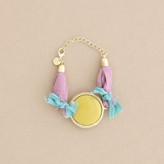PULSERA  ÉTNICA TELA METAL RESINA
