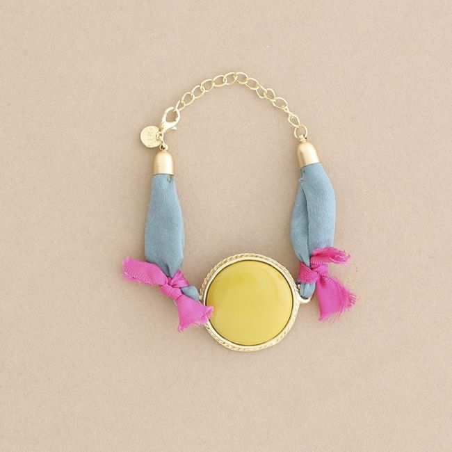 PULSERA  ÉTNICA TELA METAL RESINA