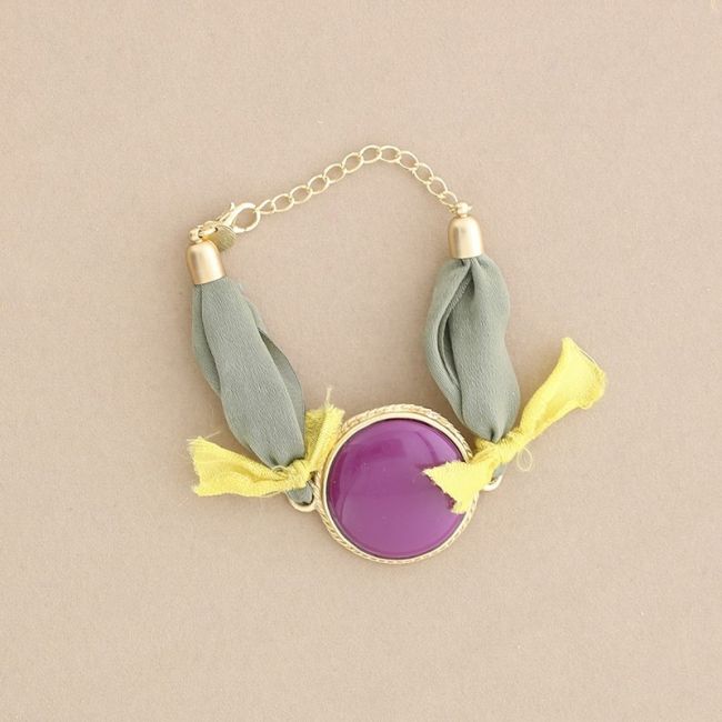 PULSERA  ÉTNICA TELA METAL RESINA