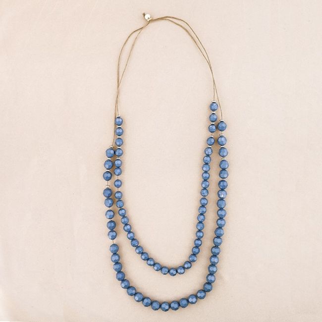 COLLAR LARGO DOBLE TIRA CUENTAS RESINA