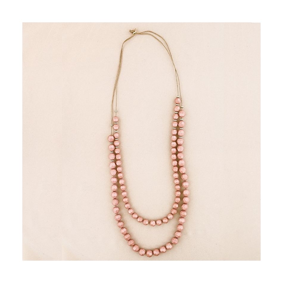 COLLAR LARGO DOBLE TIRA CUENTAS RESINA