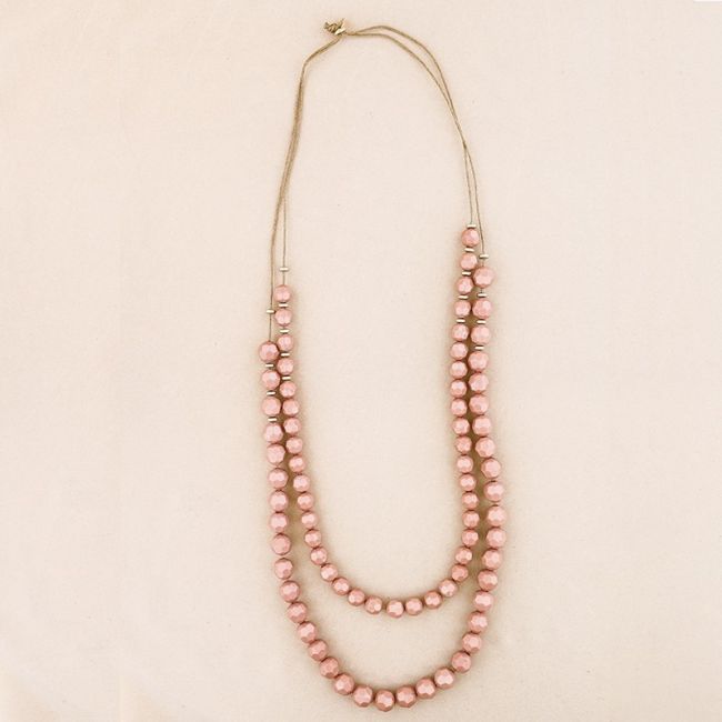 COLLAR LARGO DOBLE TIRA CUENTAS RESINA