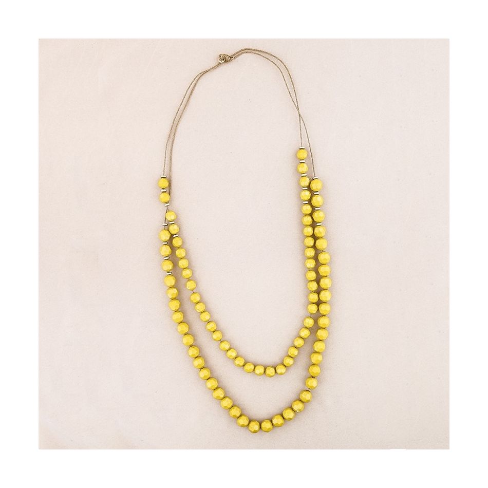 COLLAR LARGO DOBLE TIRA CUENTAS RESINA