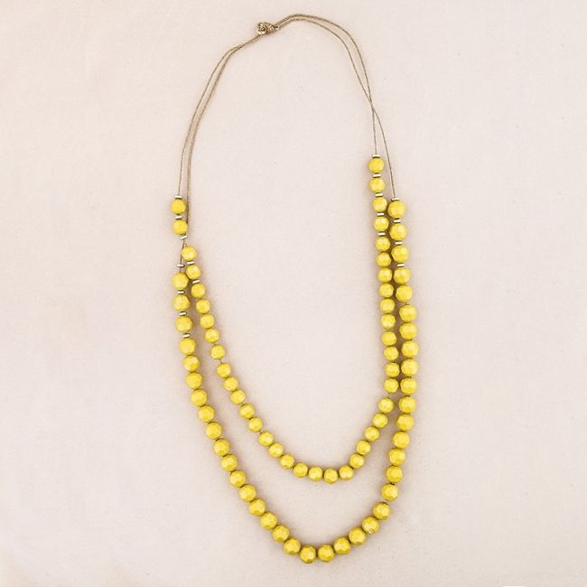 COLLAR LARGO DOBLE TIRA CUENTAS RESINA