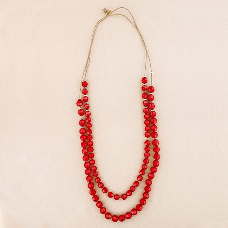 COLLAR LARGO DOBLE TIRA CUENTAS RESINA 2