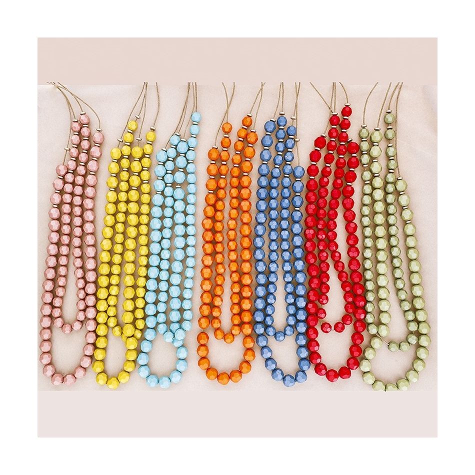 LONG DOUBLE STRAP NECKLACE WITH RESIN BEADS