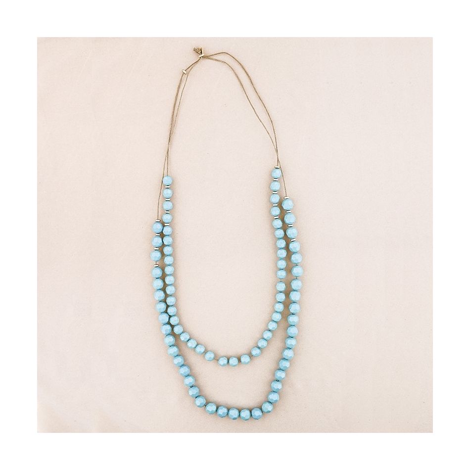 COLLAR LARGO DOBLE TIRA CUENTAS RESINA