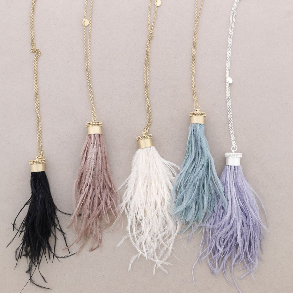 LONG FEATHERS PENDANT NECKLACE