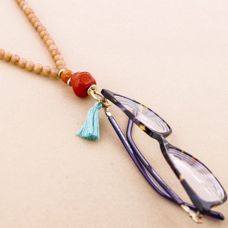 COLLAR CUELGA GAFAS CUENTAS RESINA
