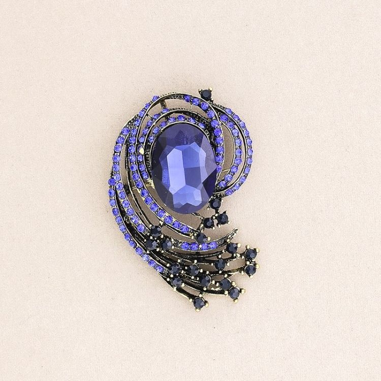 BROCHE FLOR METAL CRISTALES