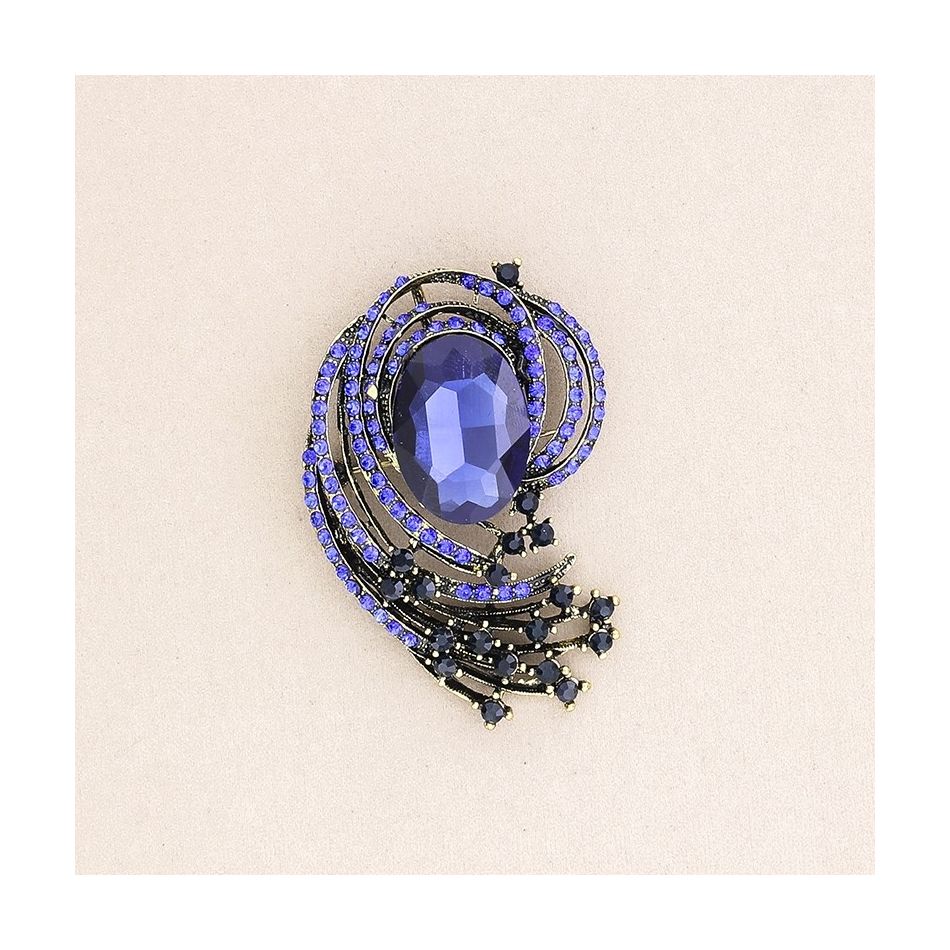 BROCHE FLOR METAL CRISTALES
