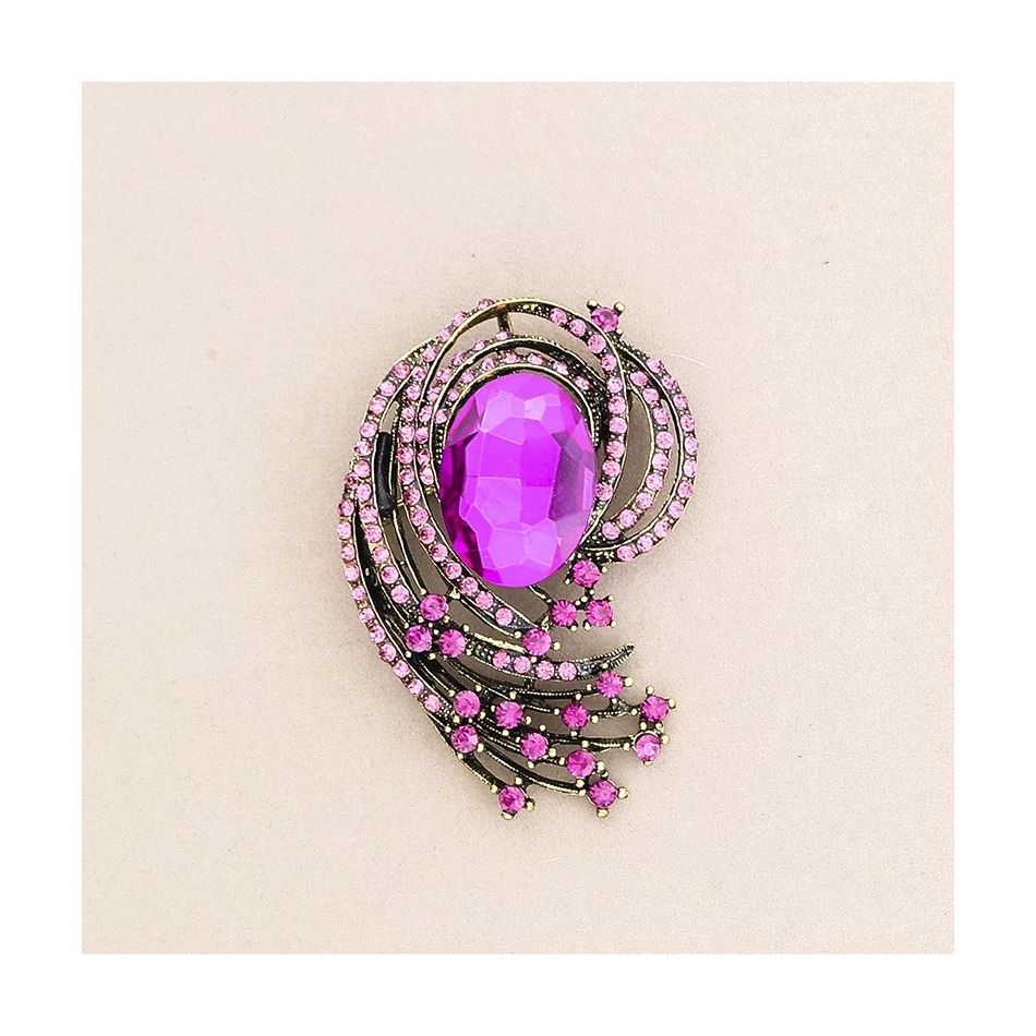 BROCHE FLOR METAL CRISTALES