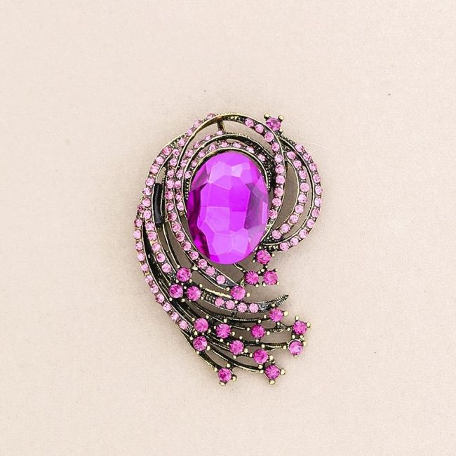 BROCHE FLOR METAL CRISTALES