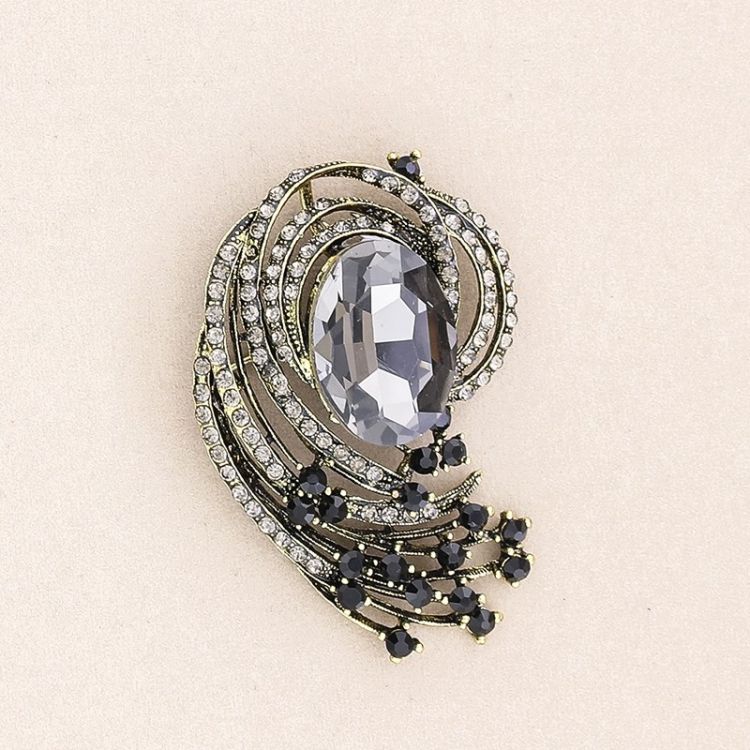 BROCHE FLOR METAL CRISTALES 2