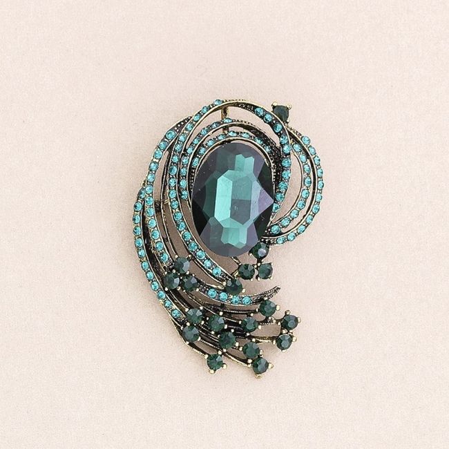 BROCHE FLOR METAL CRISTALES