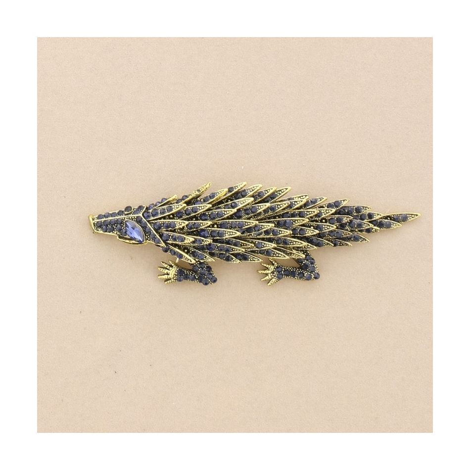 BROCHE ERIZO METAL CRISTALES