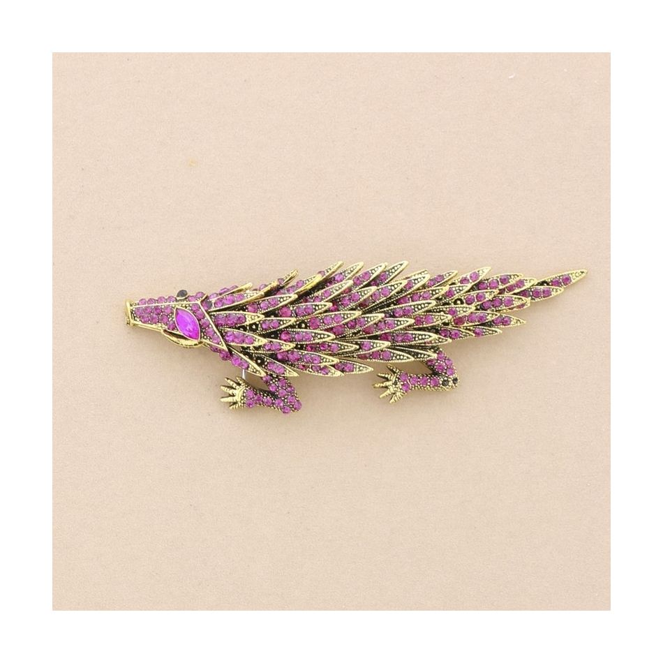 BROCHE ERIZO METAL CRISTALES