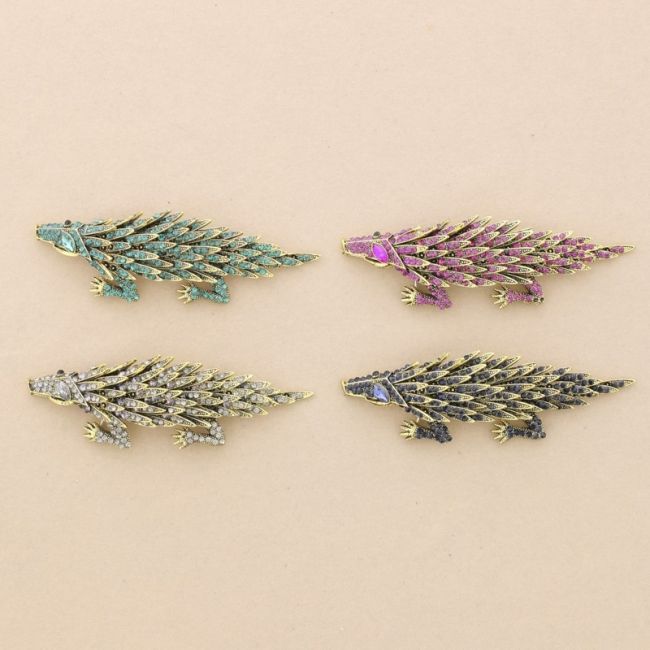 BROCHE ERIZO METAL CRISTALES