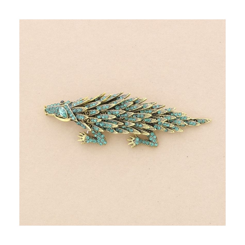 BROCHE ERIZO METAL CRISTALES