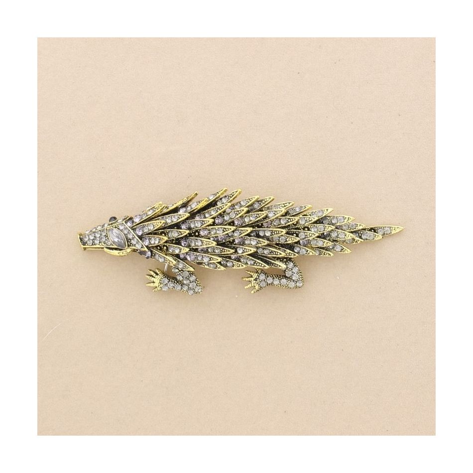 METAL CRYSTALS HEDGEHOG BROOCH
