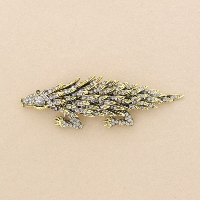 METAL CRYSTALS HEDGEHOG BROOCH