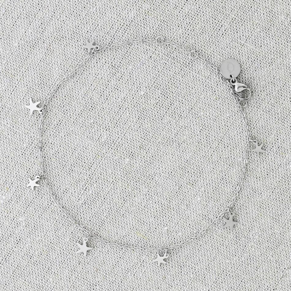 STEEL ANKLE BRACELET WITH STARFISH PENDANTS
