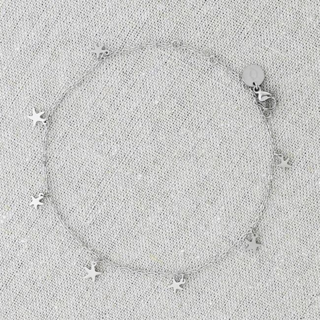 TOBILLERA ACERO COLGANTES ESTRELLAS DE MAR