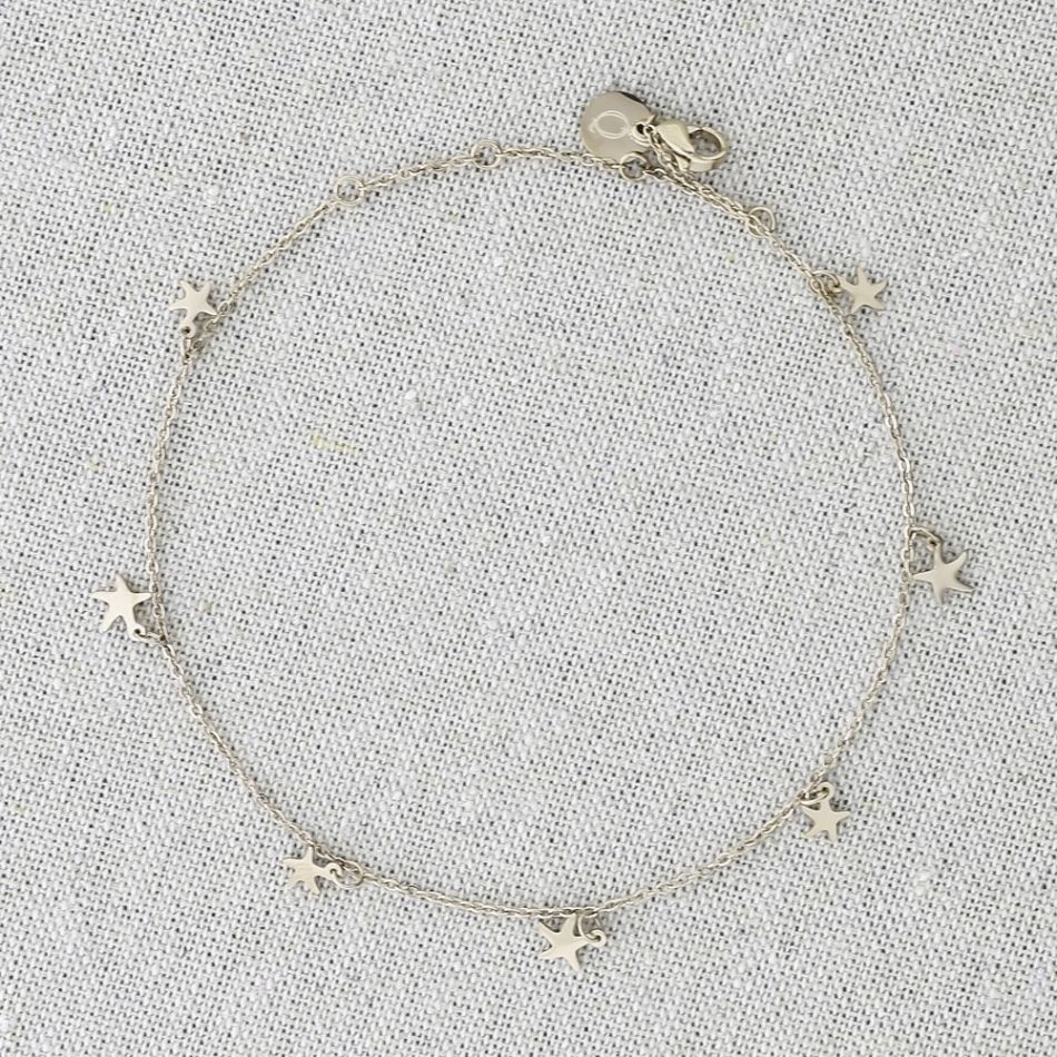 TOBILLERA ACERO COLGANTES ESTRELLAS DE MAR
