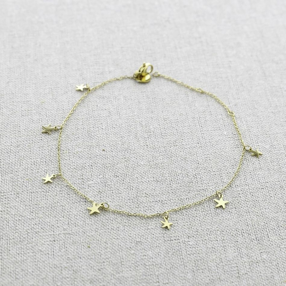 TOBILLERA ACERO COLGANTES ESTRELLAS DE MAR