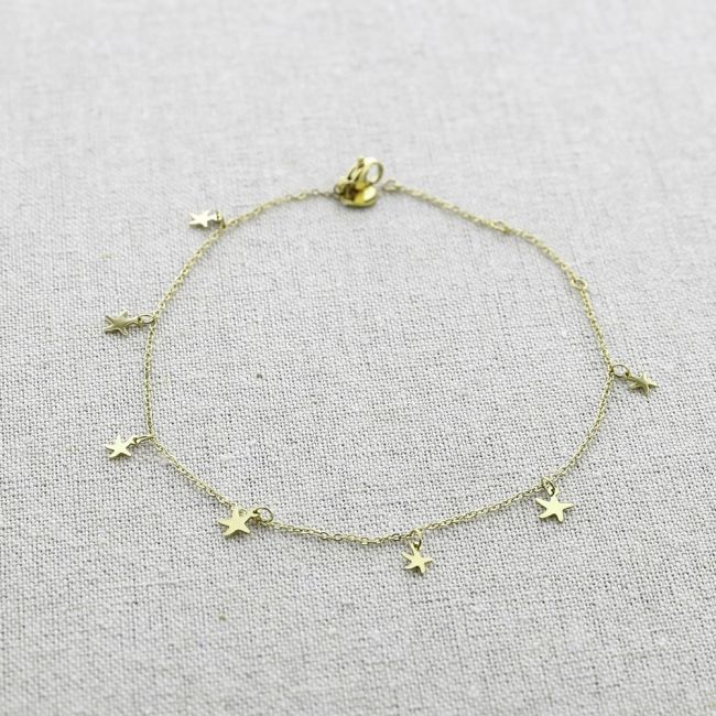 TOBILLERA ACERO COLGANTES ESTRELLAS DE MAR