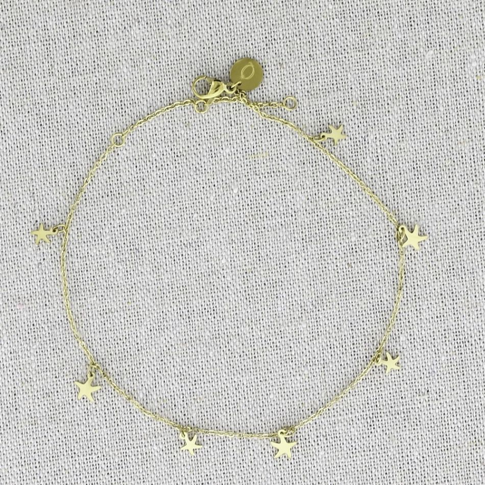 TOBILLERA ACERO COLGANTES ESTRELLAS DE MAR