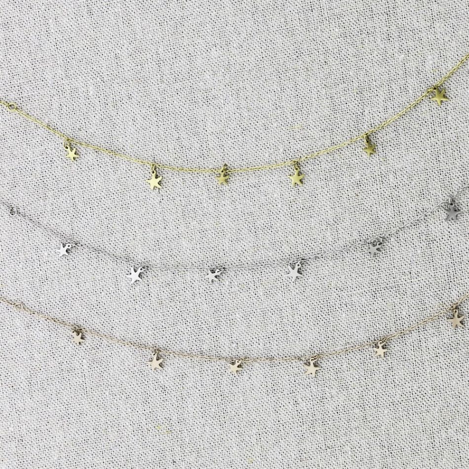 TOBILLERA ACERO COLGANTES ESTRELLAS DE MAR