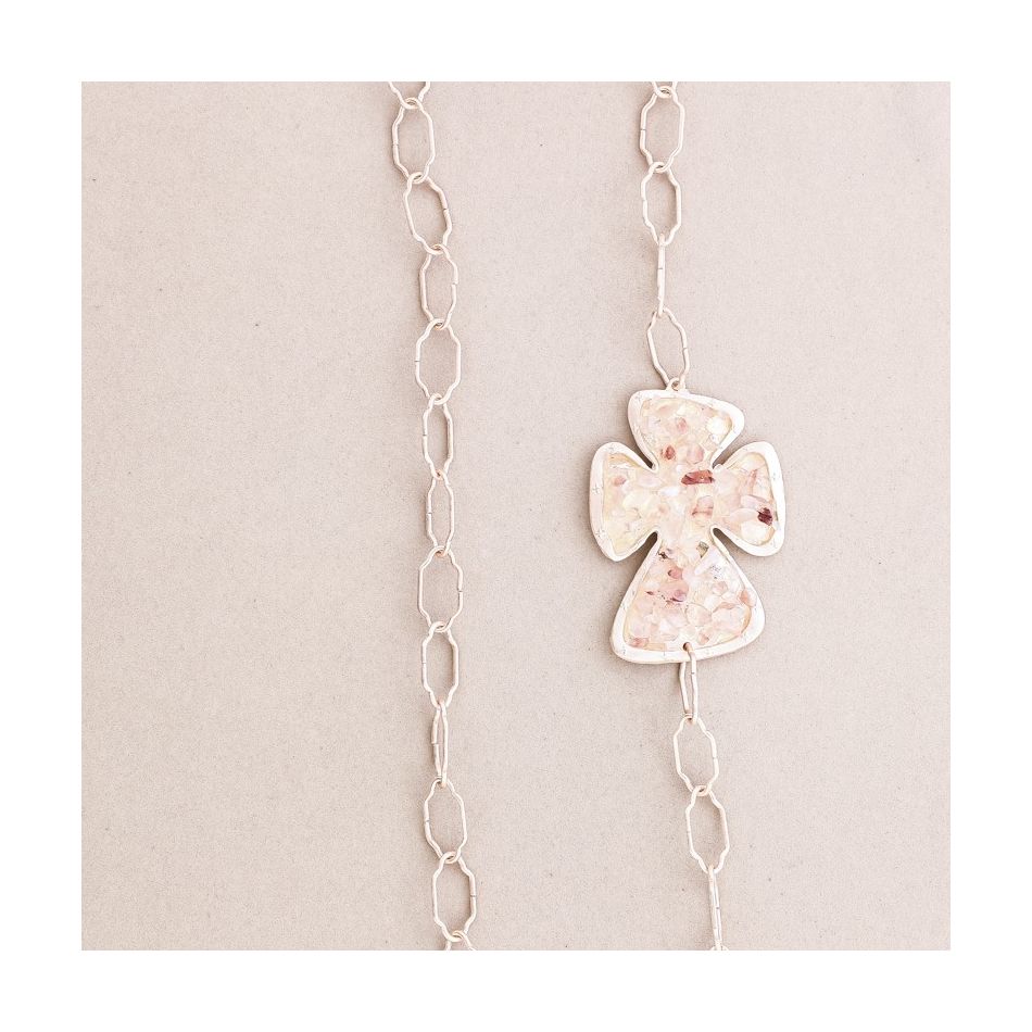LONG STONE CROSS CHAIN NECKLACE
