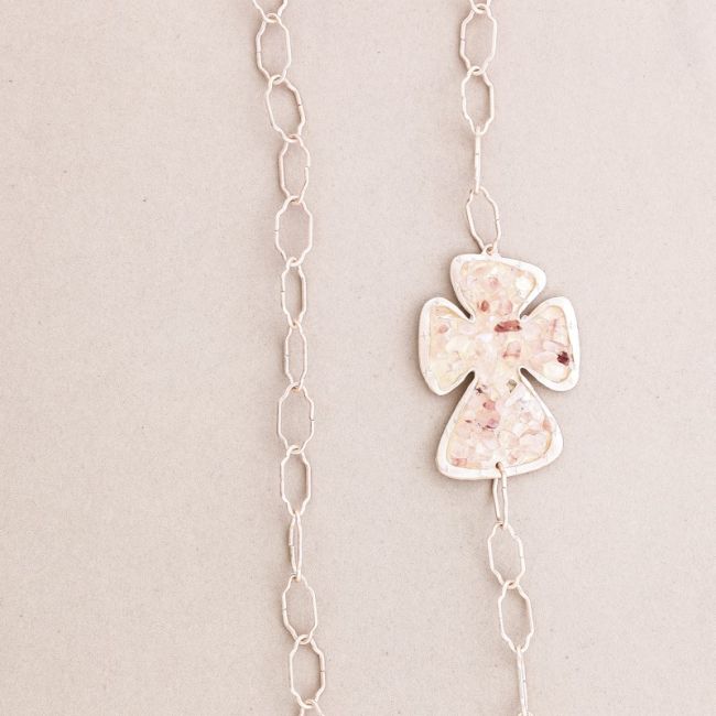 LONG STONE CROSS CHAIN NECKLACE