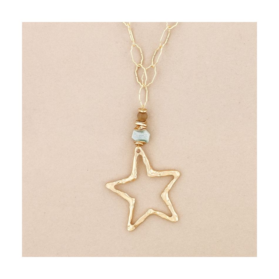 COLLAR LARGO CADENA COLGANTE ESTRELLA METAL