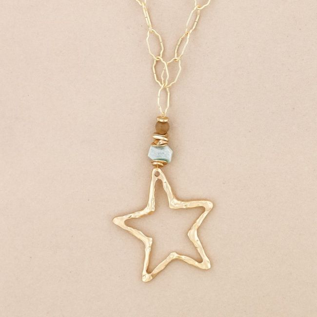 COLLAR LARGO CADENA COLGANTE ESTRELLA METAL