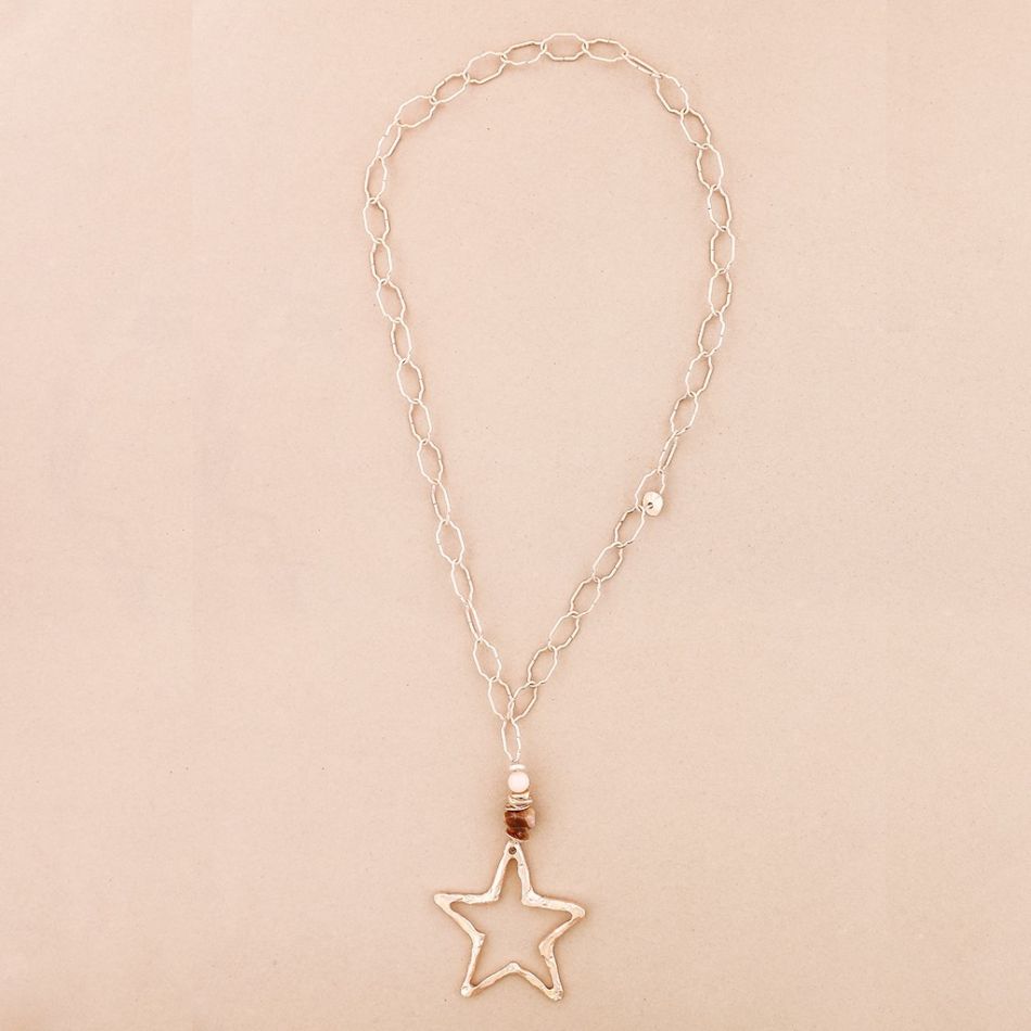 COLLAR LARGO CADENA COLGANTE ESTRELLA METAL
