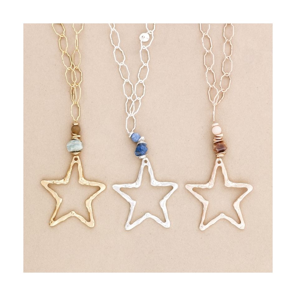 COLLAR LARGO CADENA COLGANTE ESTRELLA METAL