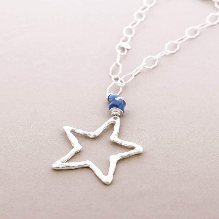 METAL STAR PENDANT CHAIN LONG NECKLACE